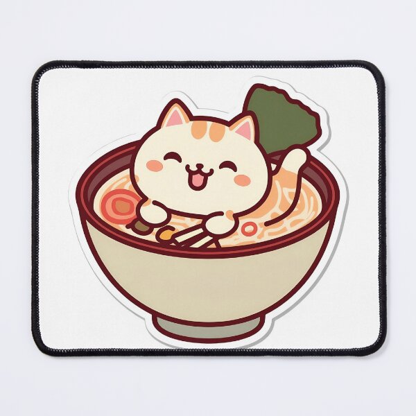 Item preview, Cute Kawaii Cat Swimming in Ramen Bow designed and sold by aysenism.