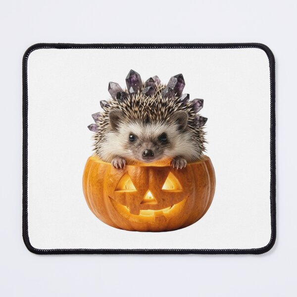 Item preview, Cute Halloween Hedgehog in Pumpkin with Amethyst Crystals designed and sold by OlesiaCraft.