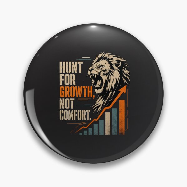 Item preview, Hunt For Growth Not Comfort - Roaring Lion Stencil Retro Growth Chart E-Commerce Dropshipping Business Motivational Quote Art designed and sold by Bennie Singh.