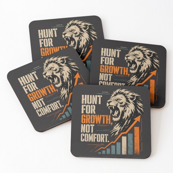 Item preview, Hunt For Growth Not Comfort - Roaring Lion Stencil Retro Growth Chart E-Commerce Dropshipping Business Motivational Quote Art designed and sold by Bennie Singh.