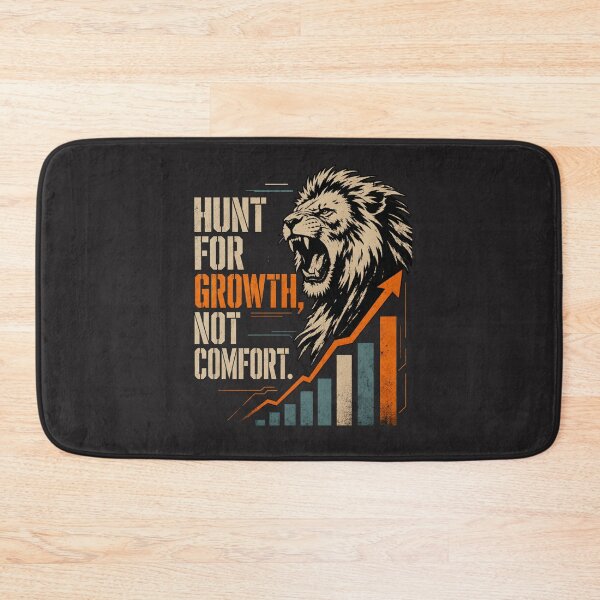 Item preview, Hunt For Growth Not Comfort - Roaring Lion Stencil Retro Growth Chart E-Commerce Dropshipping Business Motivational Quote Art designed and sold by Bennie Singh.