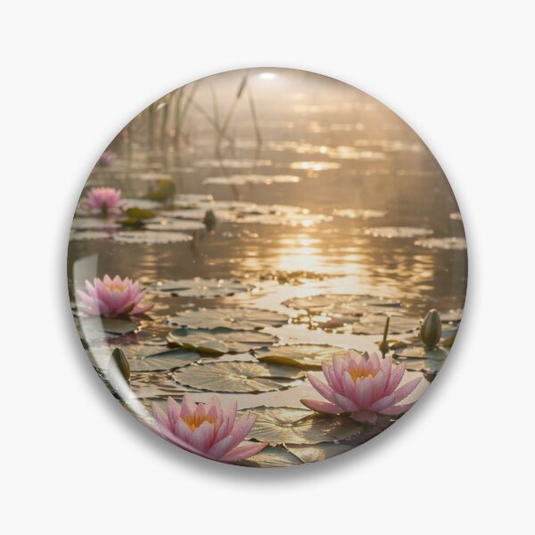 Item preview, Water Lilies at Sunrise — Pink Lotus Pond Botanical Wall Art designed and sold by CalmVisuals.