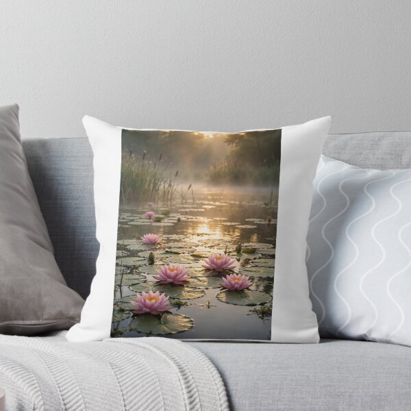 Item preview, Water Lilies at Sunrise — Pink Lotus Pond Botanical Wall Art designed and sold by CalmVisuals.