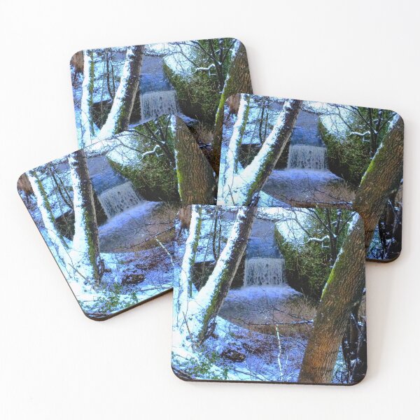 Item preview, Winter Waterfall Framed by Forest Trees designed and sold by Astute-Artio-Photography.