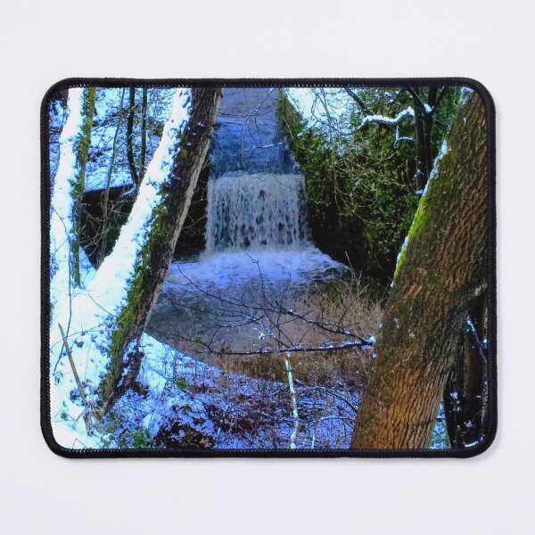 Item preview, Winter Waterfall Framed by Forest Trees designed and sold by Astute-Artio-Photography.