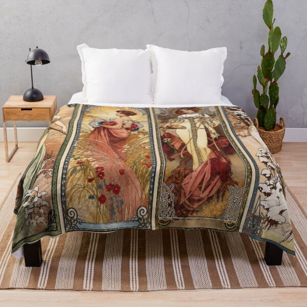 Item preview, Art Nouveau Wall Art, The Seasons Print Set, Alphonse Mucha Vintage Poster designed and sold by RickE.