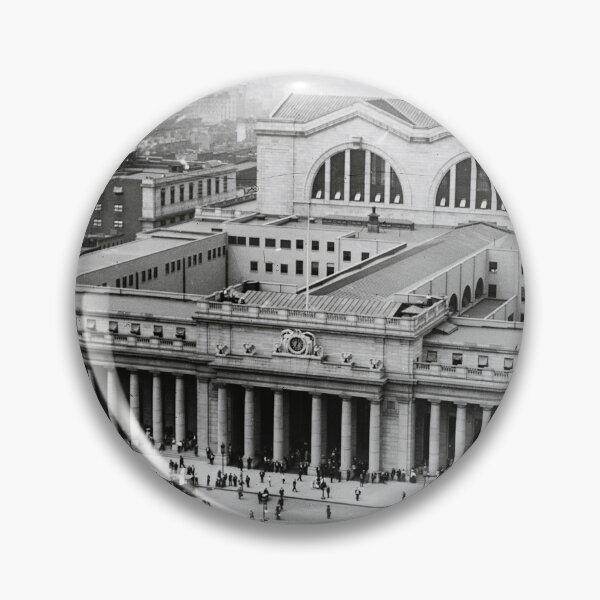Item preview, 1915 Pennsylvania Railroad Station from Gimbel's Department Store view, New York, New York black and white vintage photograph designed and sold by Astrid Arkhangelsky.