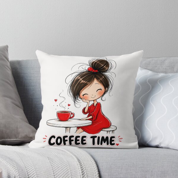 Item preview, Coffee Time Cute Girl Coffee Lover Cozy Morning Cartoon designed and sold by CRAZZYDOODLES.