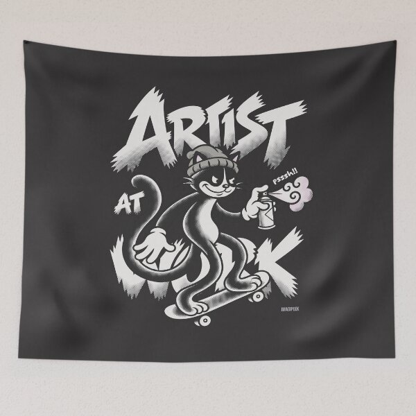 Item preview, Mischievous Skater Cat - Artist At Work designed and sold by IMAGIPEEK.