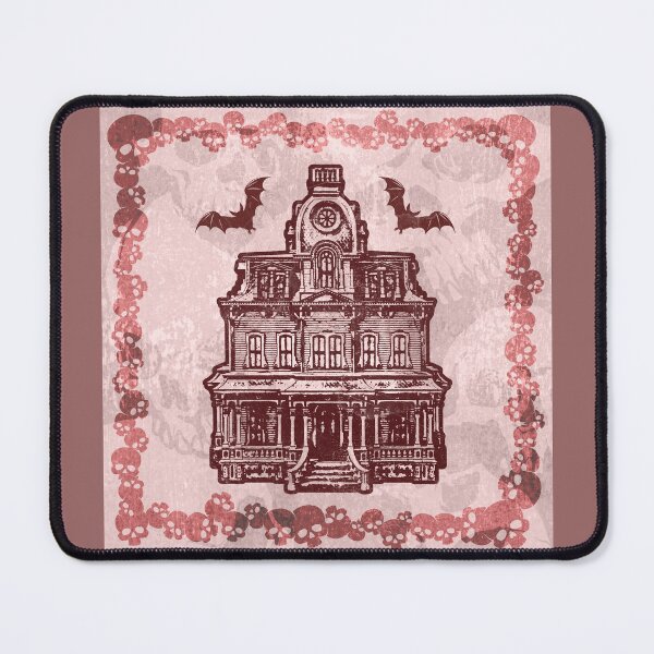 Item preview, Haunted Victorian Mansion Bats Gothic House Woodcut Red designed and sold by Ghoul Enterprises.
