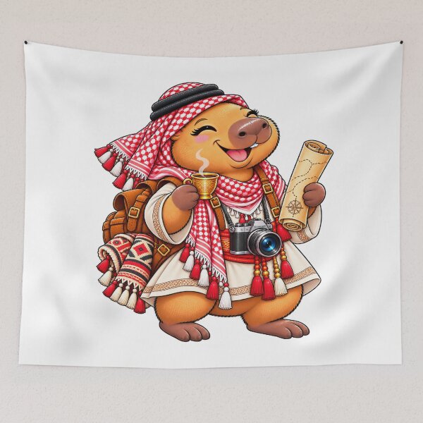 Item preview, Cute Jordan Capybara – Arabian Coffee Travel Explorer designed and sold by CapybaraTravels.
