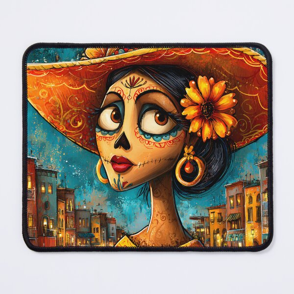 Item preview, Colorful Day of the Dead Woman in Vibrant Landscape designed and sold by Artessie.