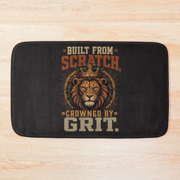 Item preview, Built From Scratch Crowned By Grit - Vintage Crowned Lion Immigrant Founder Small Business Owner Motivational Quote Art designed and sold by Bennie Singh.