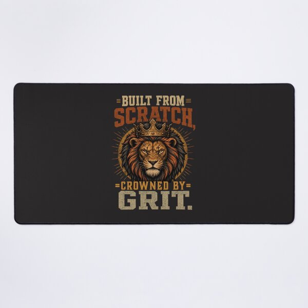 Item preview, Built From Scratch Crowned By Grit - Vintage Crowned Lion Immigrant Founder Small Business Owner Motivational Quote Art designed and sold by Bennie Singh.
