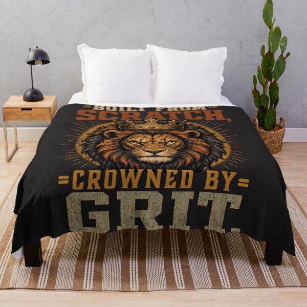 Item preview, Built From Scratch Crowned By Grit - Vintage Crowned Lion Immigrant Founder Small Business Owner Motivational Quote Art designed and sold by Bennie Singh.