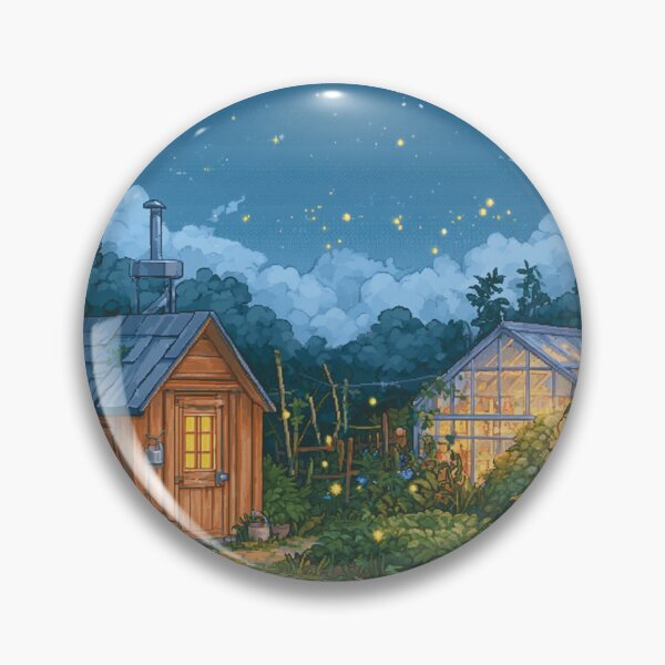 Item preview, Night‑Time Pixel Farm | Cozy Retro Moonlit Landscape Art designed and sold by Pixel8Prints.