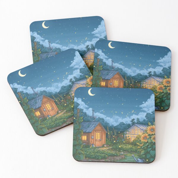 Item preview, Night‑Time Pixel Farm | Cozy Retro Moonlit Landscape Art designed and sold by Pixel8Prints.