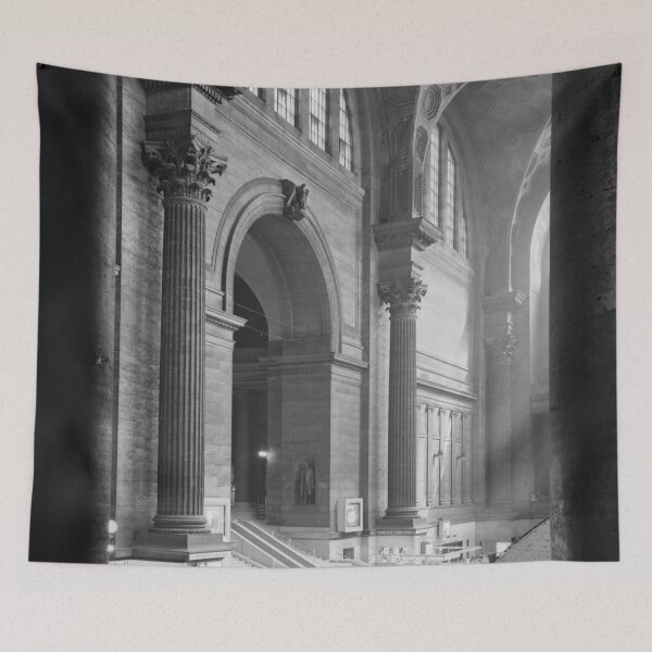Item preview, Penn Station, NY Waiting Room from Northwest 370 Seventh Avenue entrance interior black and white photograph designed and sold by Astrid Arkhangelsky.