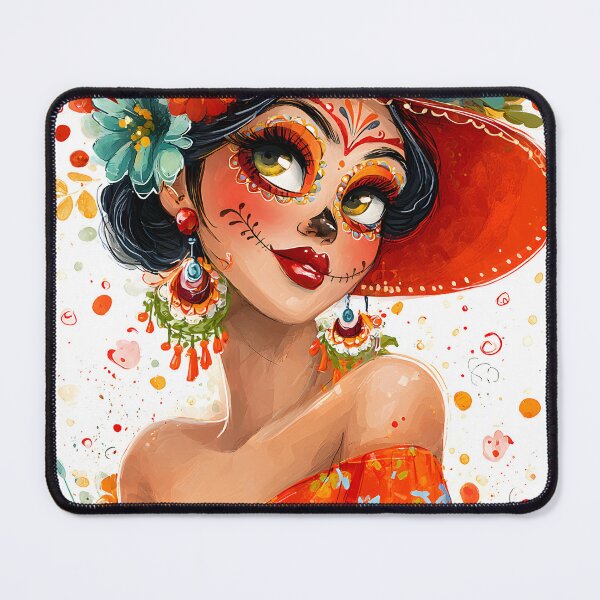 Item preview, Colorful Sugar Skull Woman in Floral Dress Art designed and sold by Artessie.