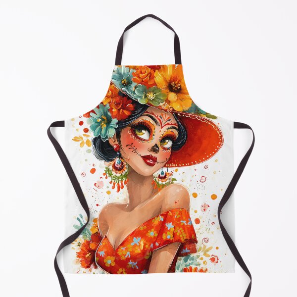 Item preview, Colorful Sugar Skull Woman in Floral Dress Art designed and sold by Artessie.