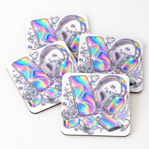 Item preview, Smartphone Daily Kit - Chrome Rainbow 2020s Lifestyle Collage designed and sold by The198X.