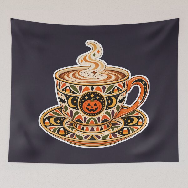 Item preview, Retro Halloween Pumpkin Coffee Cup designed and sold by AliAltinelArt.