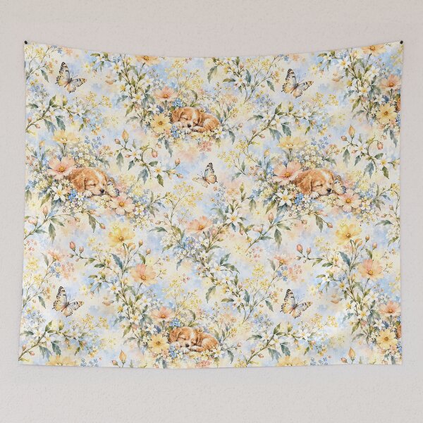 Item preview, Sleeping Puppies in a Pastel Flower Garden designed and sold by Yeanishi.