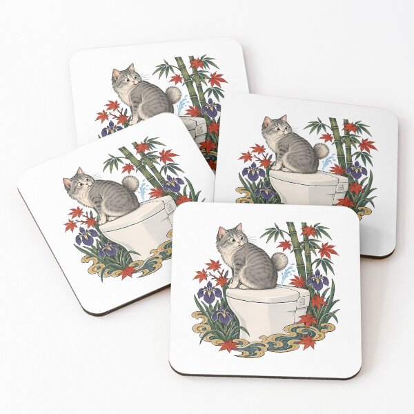 Item preview, Tabby Cat Japanese Bidet Toilet Ukiyo-e  designed and sold by Old's Cool Cat Studio.