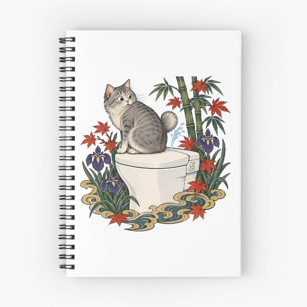 Item preview, Tabby Cat Japanese Bidet Toilet Ukiyo-e  designed and sold by Old's Cool Cat Studio.