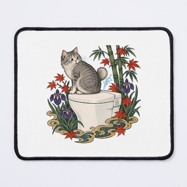 Item preview, Tabby Cat Japanese Bidet Toilet Ukiyo-e designed and sold by Old's Cool Cat Studio.