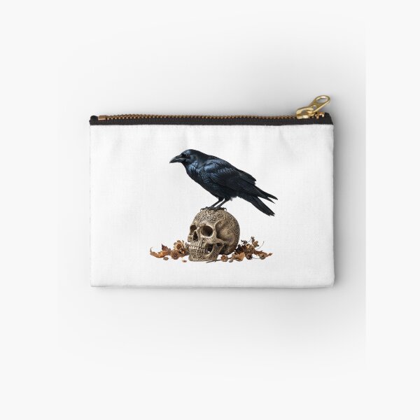 Item preview, Dark Gothic Raven Perched on Ancient Carved Skull designed and sold by OlesiaCraft.