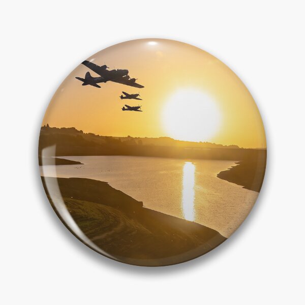 Item preview, WW2 Bomber Flypast at Sunset over Baitings Reservoir designed and sold by ArtworkNorth.