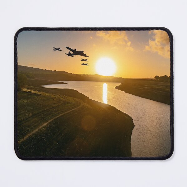 Item preview, WW2 Bomber Flypast at Sunset over Baitings Reservoir designed and sold by ArtworkNorth.