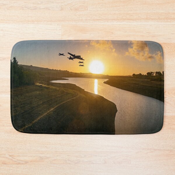 Item preview, WW2 Bomber Flypast at Sunset over Baitings Reservoir designed and sold by ArtworkNorth.