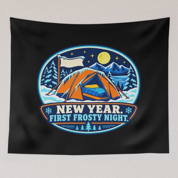 Item preview, New Year First Frosty Night Winter Camping designed and sold by DreamLayerStudio.