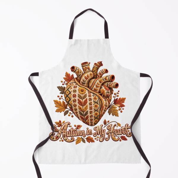 Item preview, Rustic Embroidered Anatomical Heart with Autumn Leaves and Floral Folk Ornament designed and sold by DansCreations42.