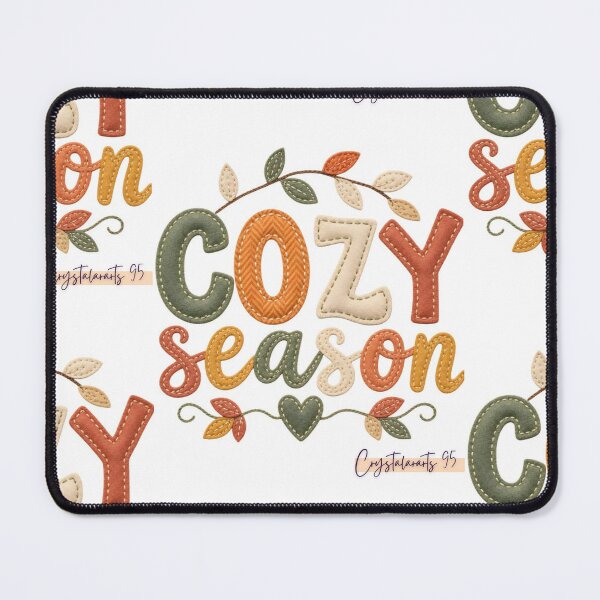 Item preview, ​Cozy Season Felt Stitched Autumn Typography designed and sold by crystalar95.