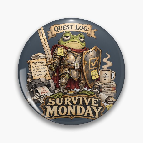 Item preview, Funny Frog Knight – Quest Log: Survive Monday – Office Work Humor designed and sold by From Cyryl with Love.