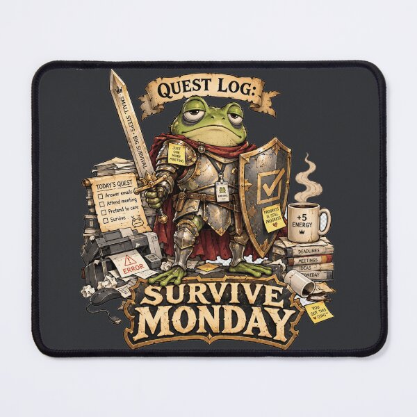 Item preview, Funny Frog Knight – Quest Log: Survive Monday – Office Work Humor designed and sold by From Cyryl with Love.