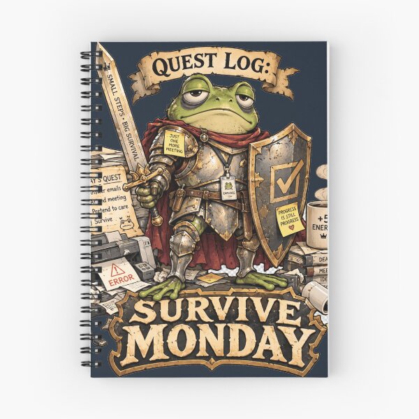 Item preview, Funny Frog Knight – Quest Log: Survive Monday – Office Work Humor designed and sold by From Cyryl with Love.