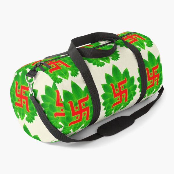 Item preview, Red Swastika with Baijayanti Green Leaves Art designed and sold by hutofdesigns.