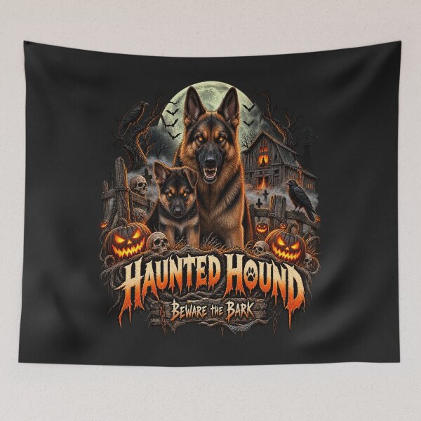 Item preview, Haunted Hound Beware the Bark designed and sold by PawPlanetPro.