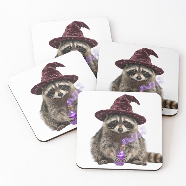 Item preview, Cute Witch Raccoon with Magic Potion Bottle designed and sold by OlesiaCraft.