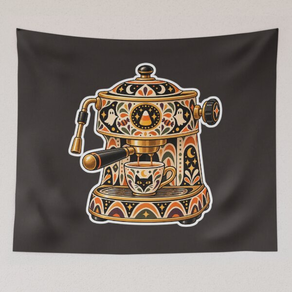 Item preview, Retro Halloween Espresso Machine designed and sold by AliAltinelArt.