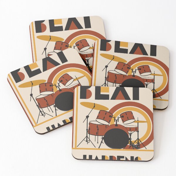 Item preview, Beat Happens Drum Art Print, Funny Drummer Gift, Bauhaus Music Print, Drum Set Art, Retro Music Decor, Percussionist Gift, Jazz Room Print designed and sold by Studio pod Burom.