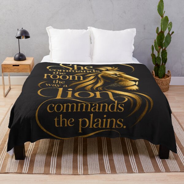 Item preview, She Commands The Room The Way A Lion Commands The Plains - Elegant Gold Lion Female Entrepreneur Boss Babe Quote Art designed and sold by Bennie Singh.