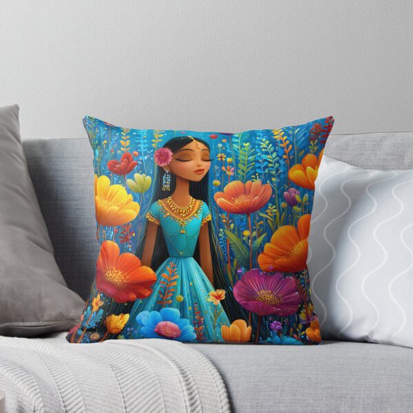 Item preview, Colorful Woman in Flower Garden with Joyful Vibes designed and sold by Artessie.