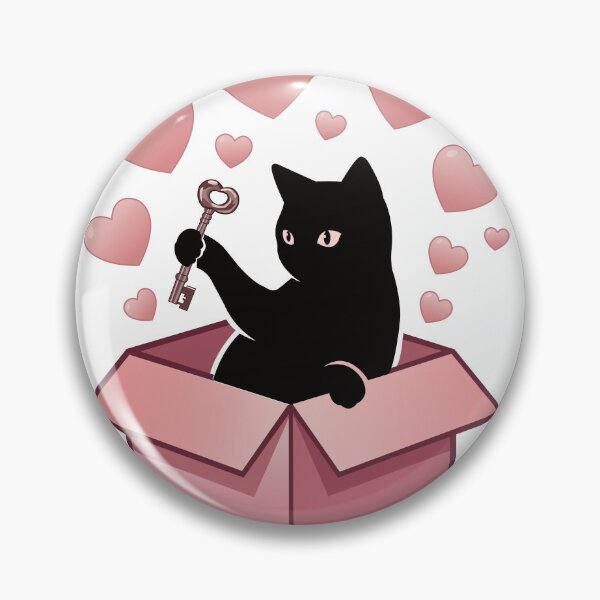 Item preview, Cute Black Cat in Box Holding Heart Key designed and sold by prapapon.