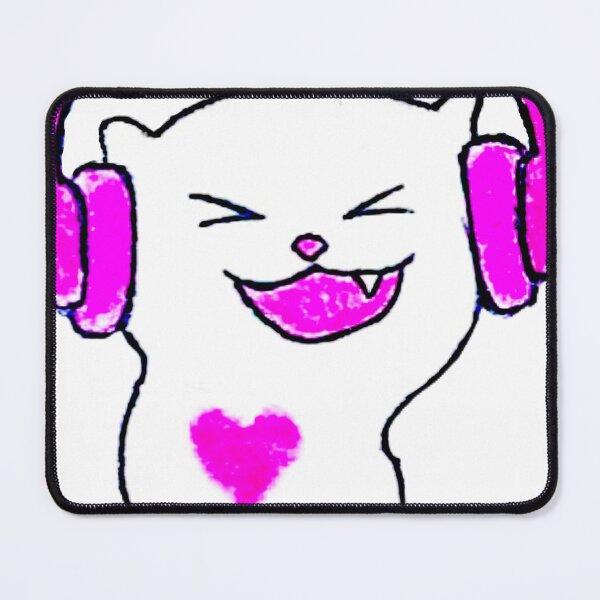 Item preview, Cute white kitty with a pink heart and pink headphones designed and sold by ZacUltravanhu.