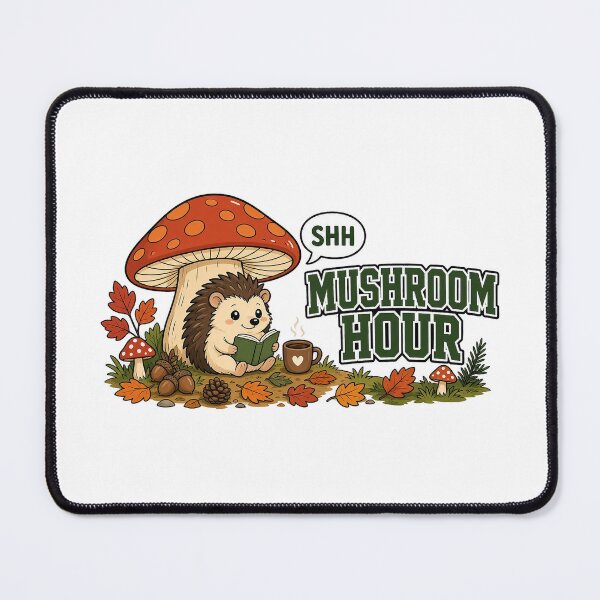 Item preview, Hedgehog MUSHROOM HOUR fall humor Funny Hedgehog Mushroom Reading designed and sold by ObjCrea123.